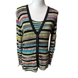 Missoni Vintage Twin Set Authentic Rare Print Knit Tank Cardigan Size 44 US 8